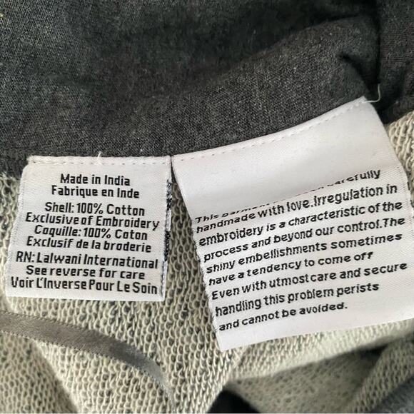 Hemant and Nandita Embellished Chrystal Charcoal Gray Sweatpants Joggers XS - Picture 10 of 10